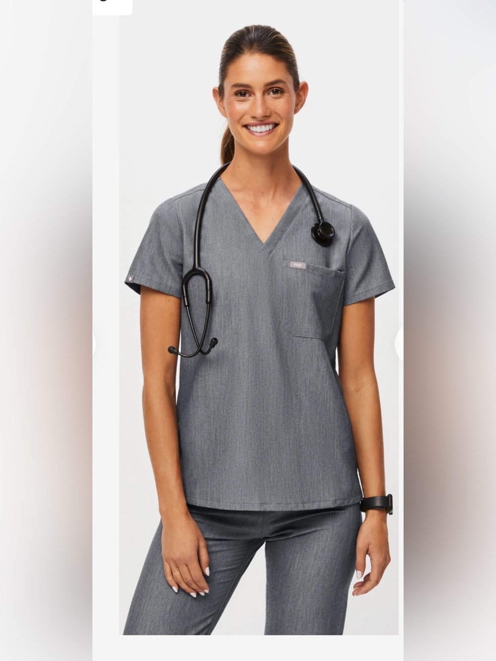 Figs Catarina Graphite Gray V-Neck Scrub Top size small